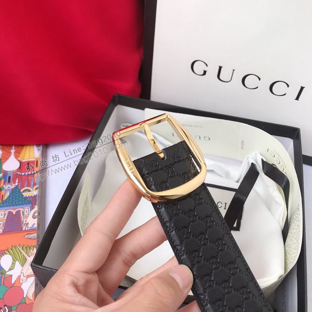 Gucci皮帶 古馳GG原廠經典版紋 Gucci牛皮腰帶 男女同款  xfp2150